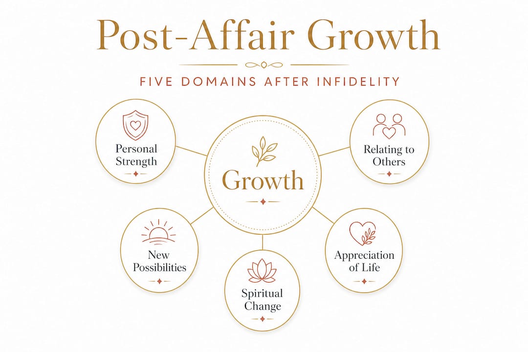 Infographic showing five domains of posttraumatic growth