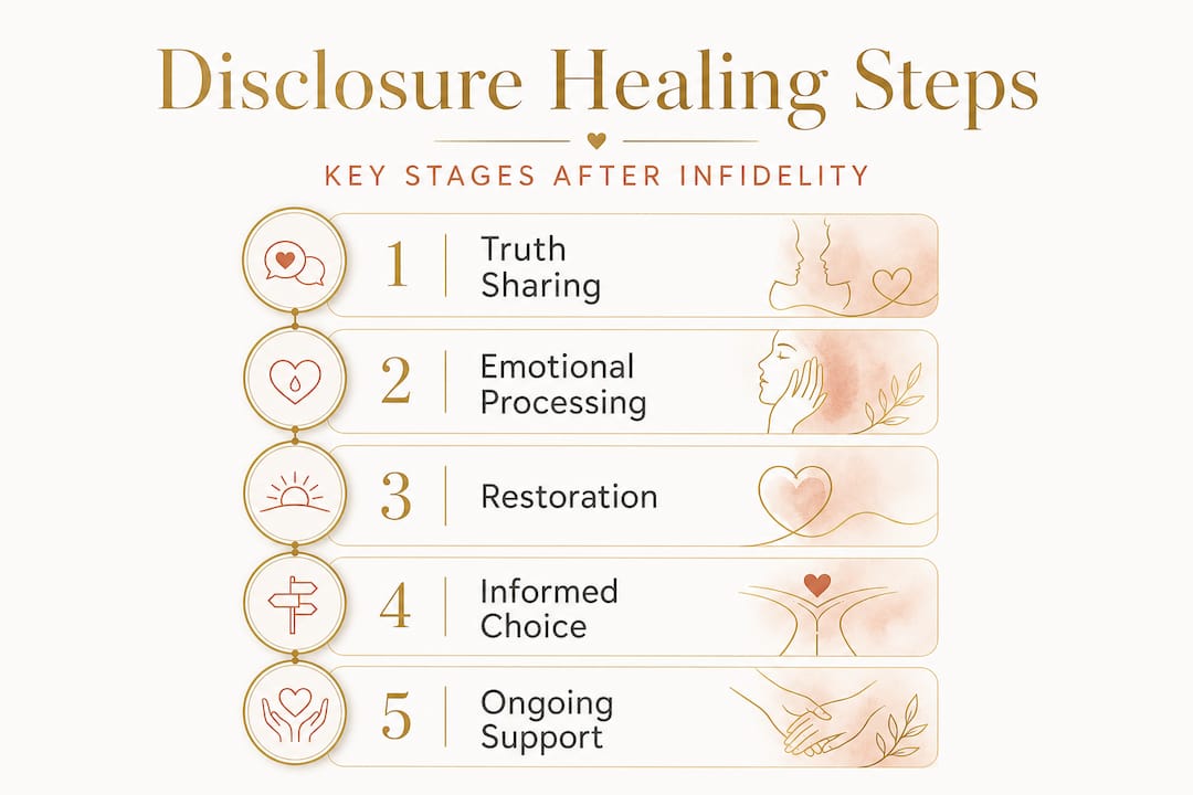 Infographic showing healing steps after disclosure