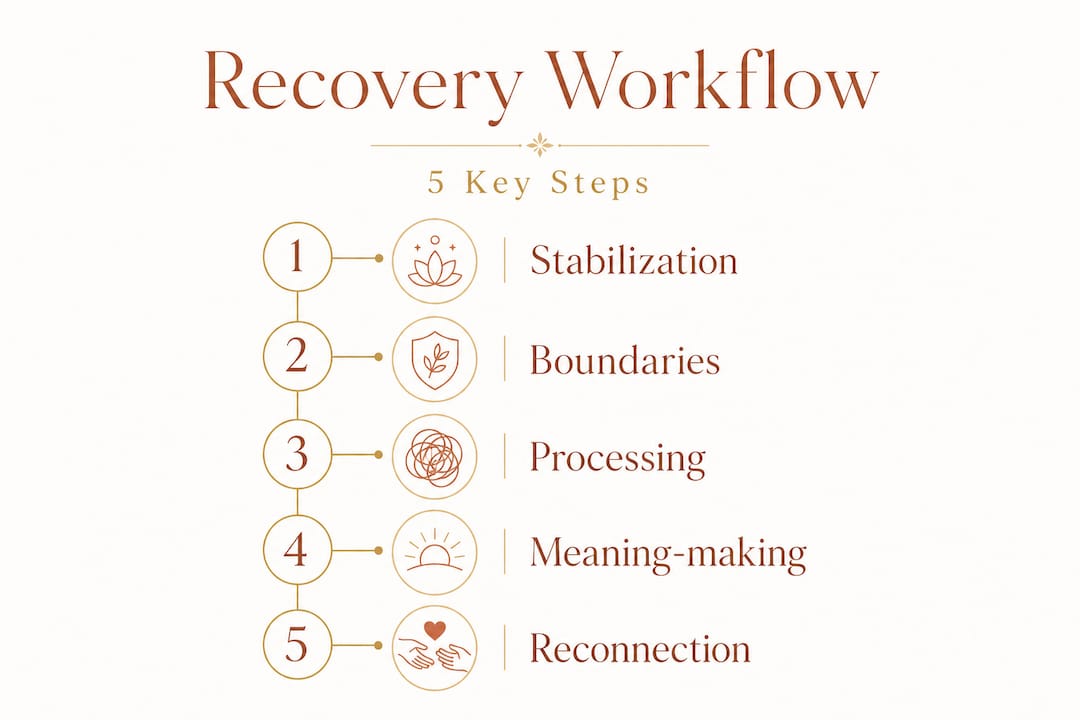 Five step emotional recovery workflow infographic