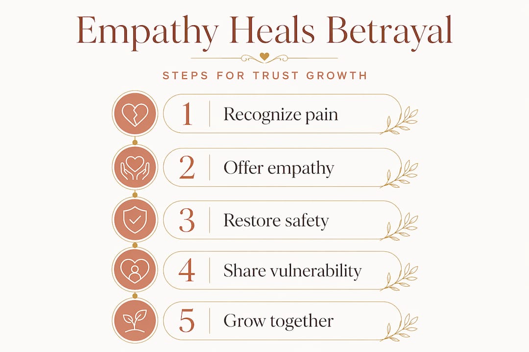 Infographic of empathy steps for rebuilding trust