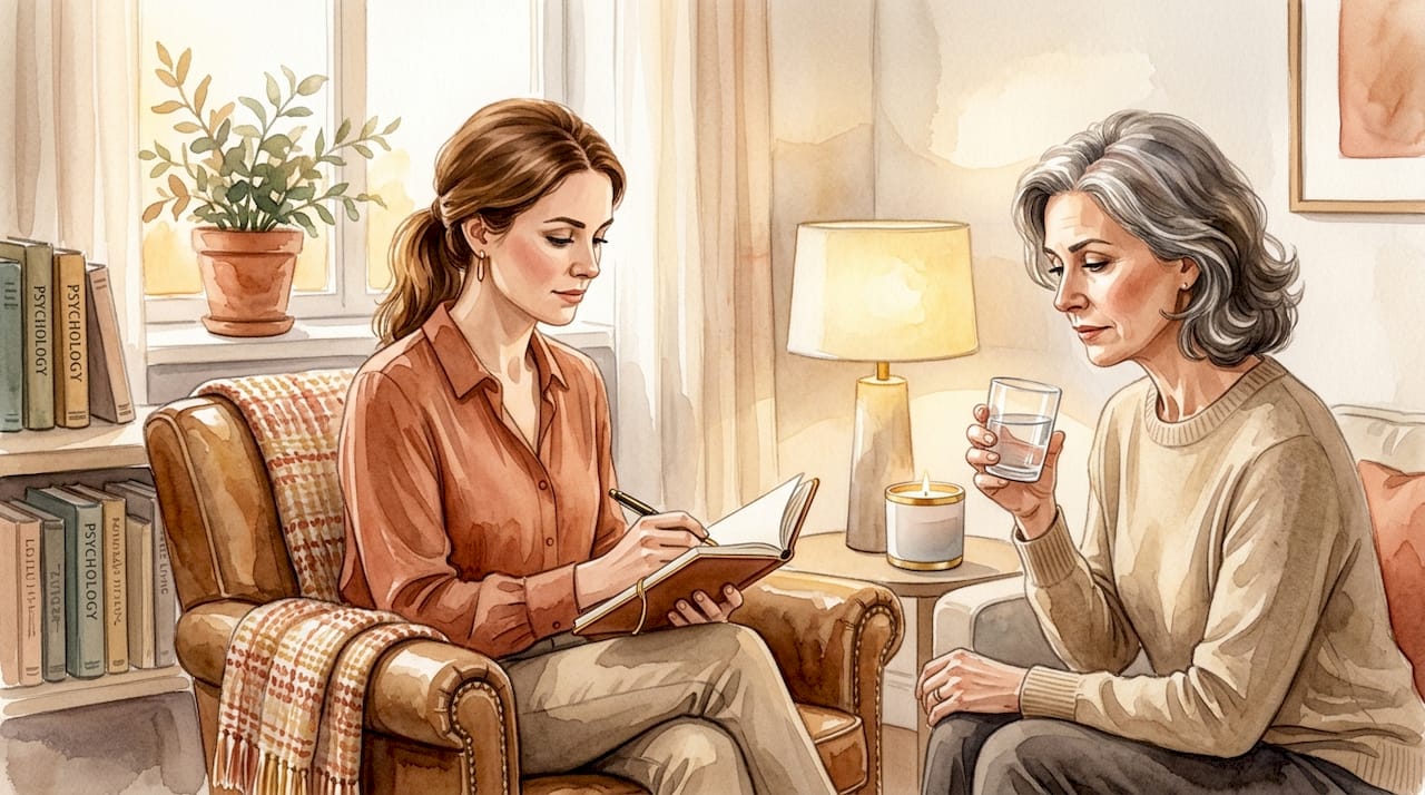 Therapist and client in counseling office