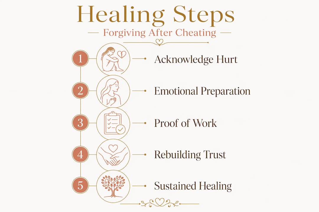 Infographic showing step-by-step healing process