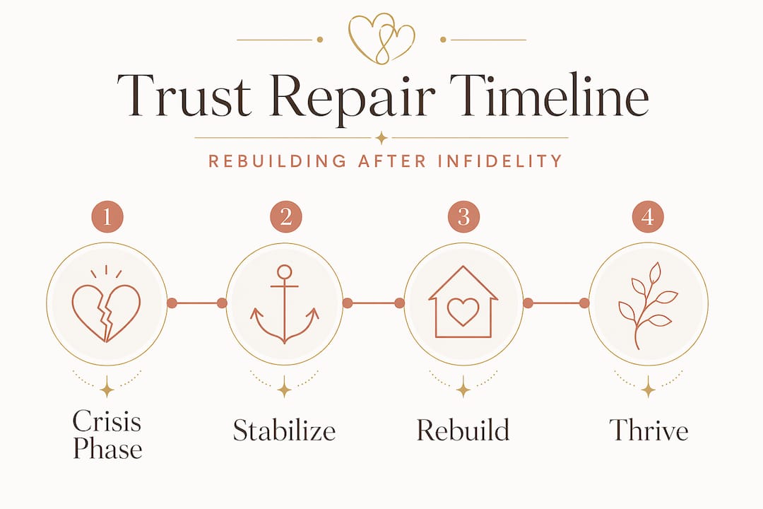 Infographic horizontal trust repair timeline steps