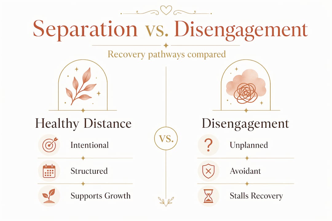 Infographic compares healthy separation vs disengagement