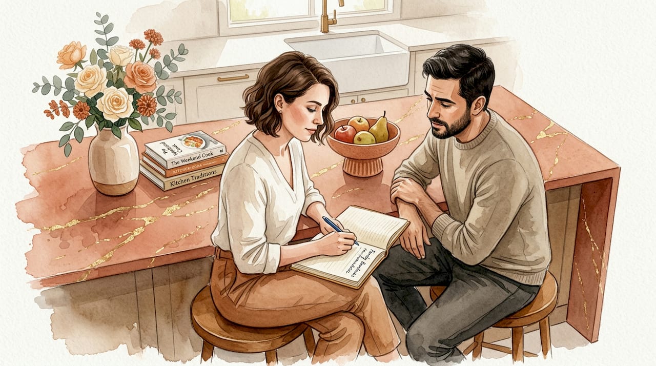 Couple discussing boundaries at kitchen table