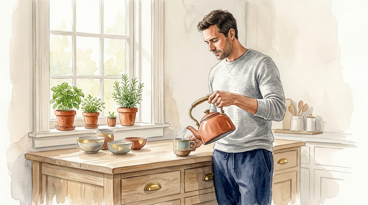 Your Guide to Making Recovery Decisions After Infidelity 1 Man making tea in cluttered kitchen