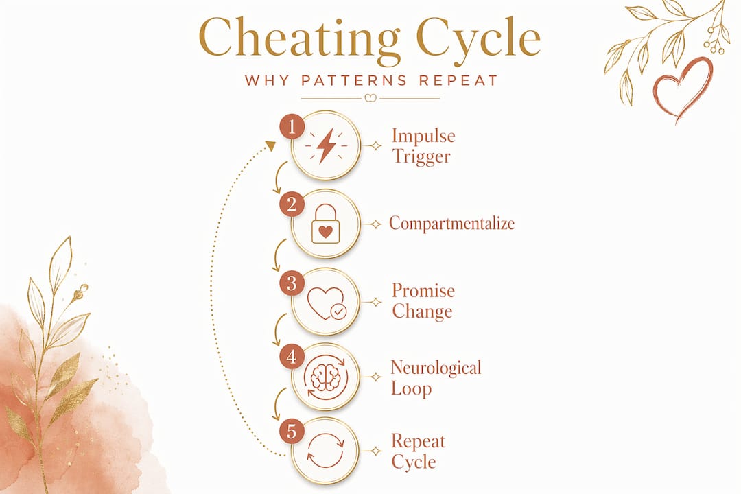 Infographic explaining serial cheating cycle
