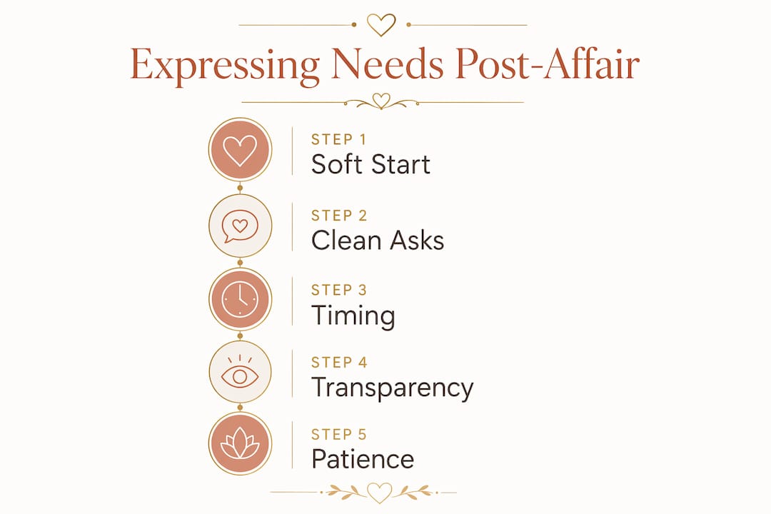 Infographic outlining steps for post-affair communication