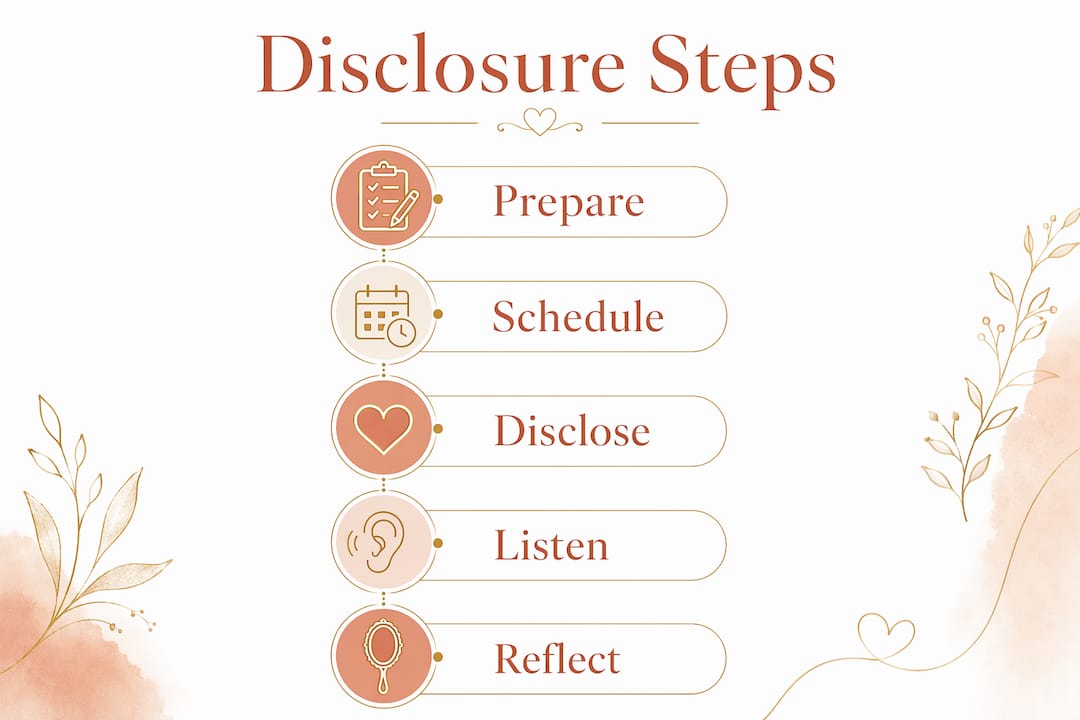 Infographic illustrating affair disclosure steps