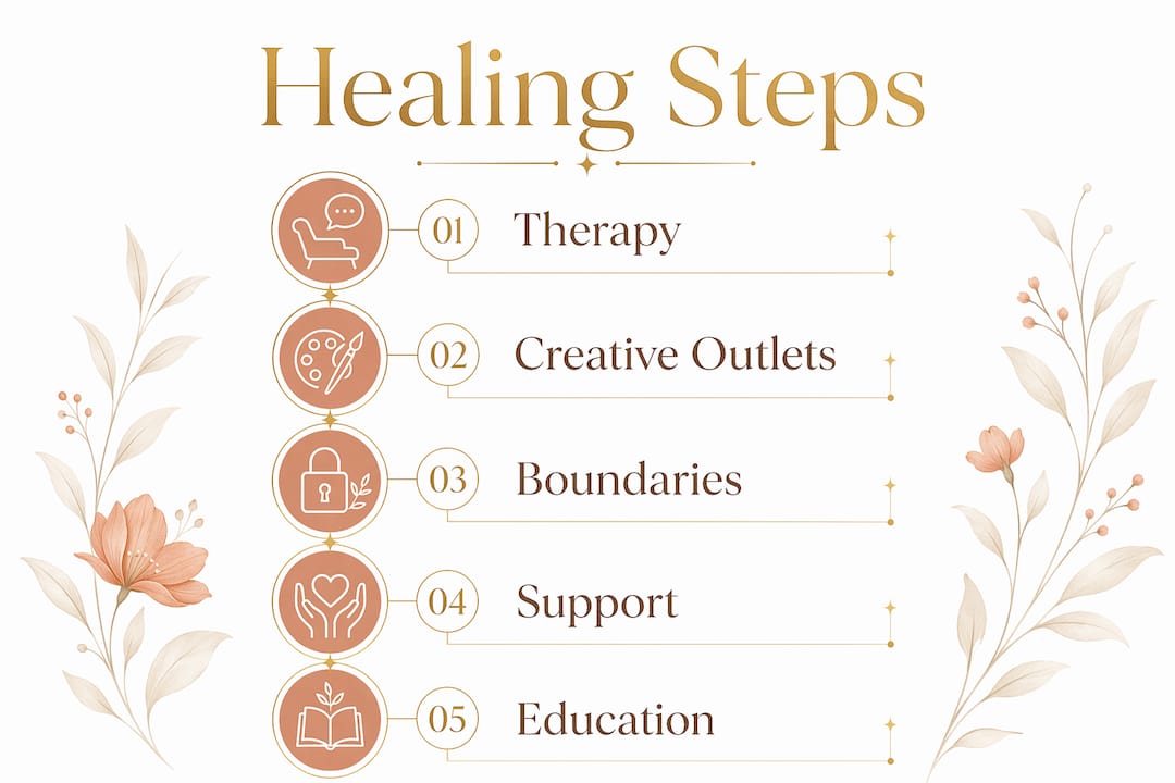 Infographic showing healing steps for teens after divorce
