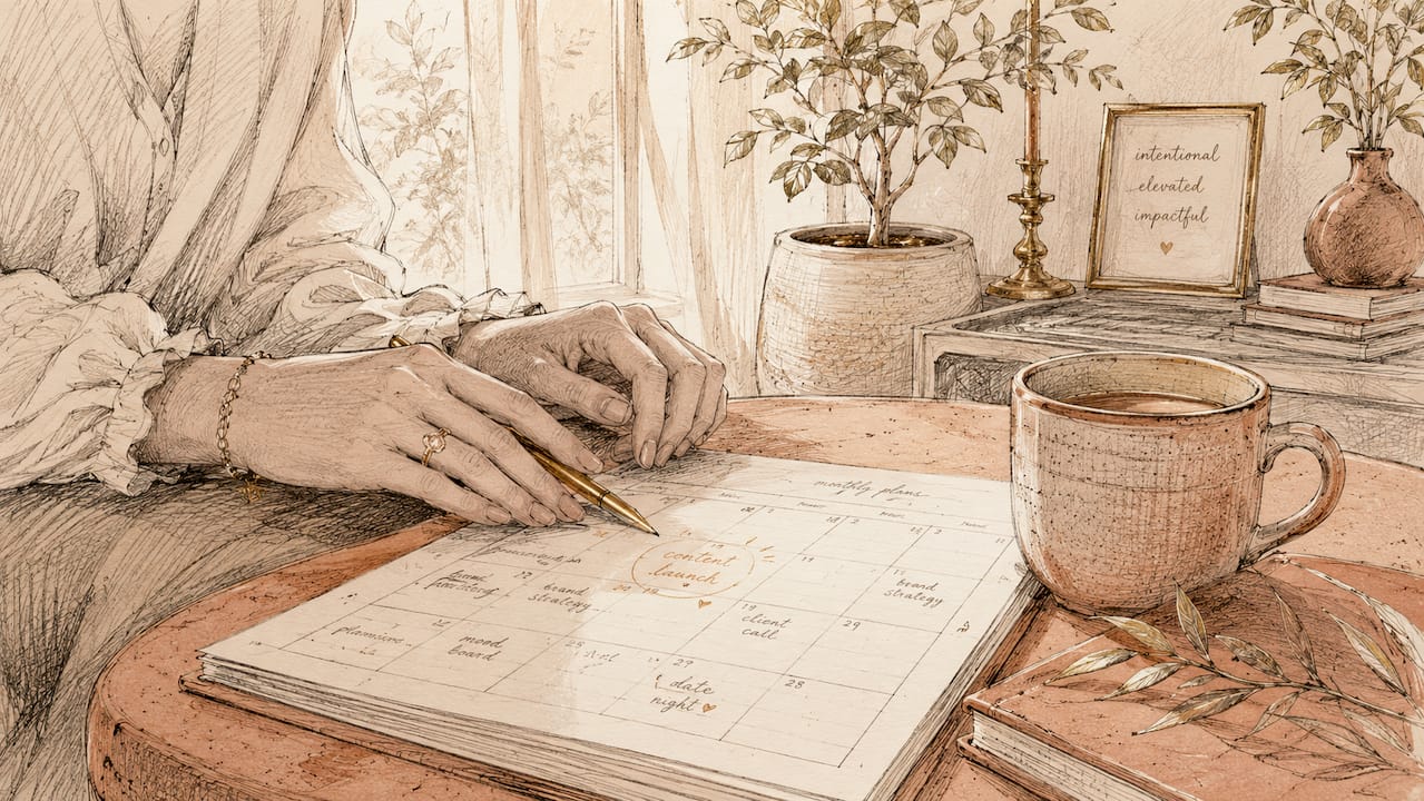 Hands holding smartphone at kitchen table