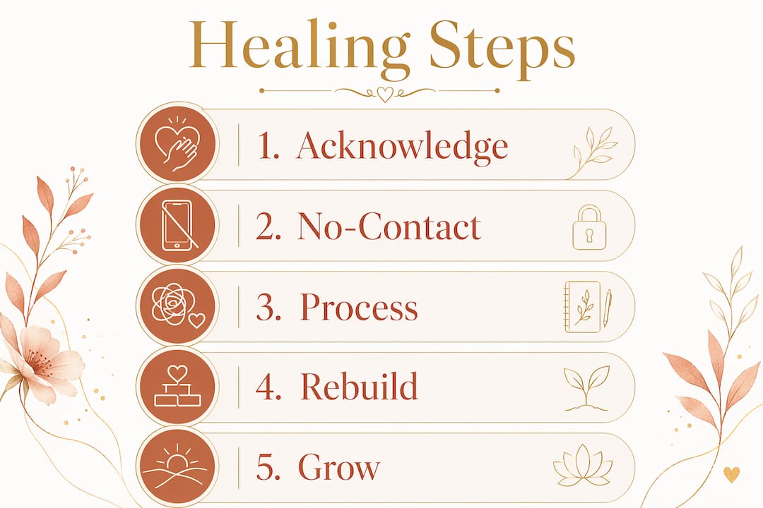 Infographic of five healing steps from resentment