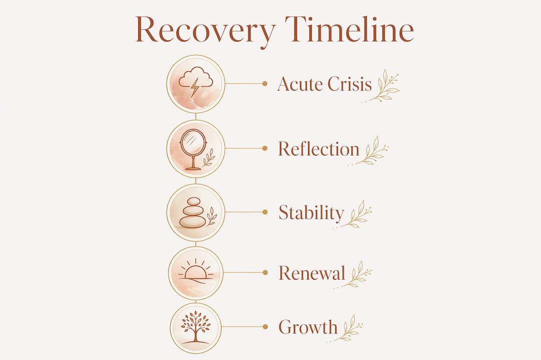 Infographic outlining stages of recovery after infidelity