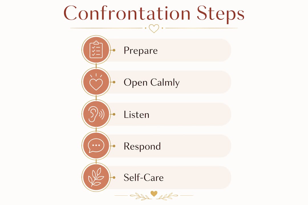 Infographic illustrating confrontation steps