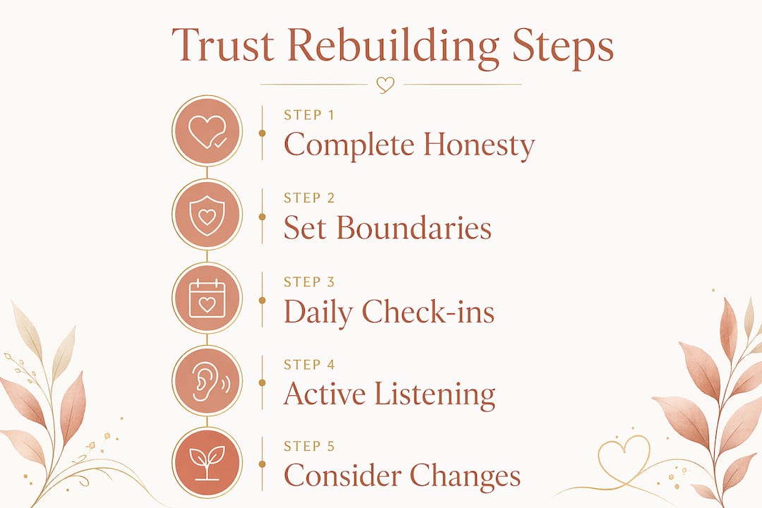 Infographic outlining trust rebuilding steps