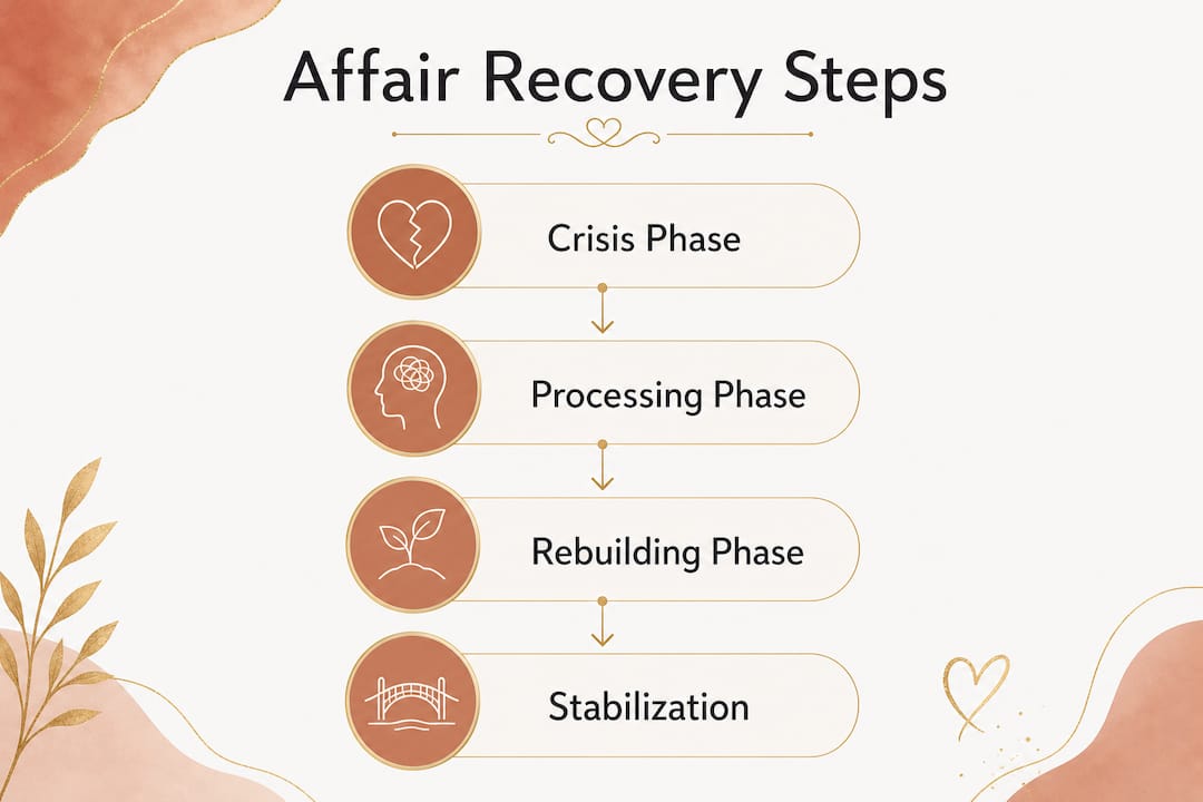 Infographic showing phases of affair recovery therapy