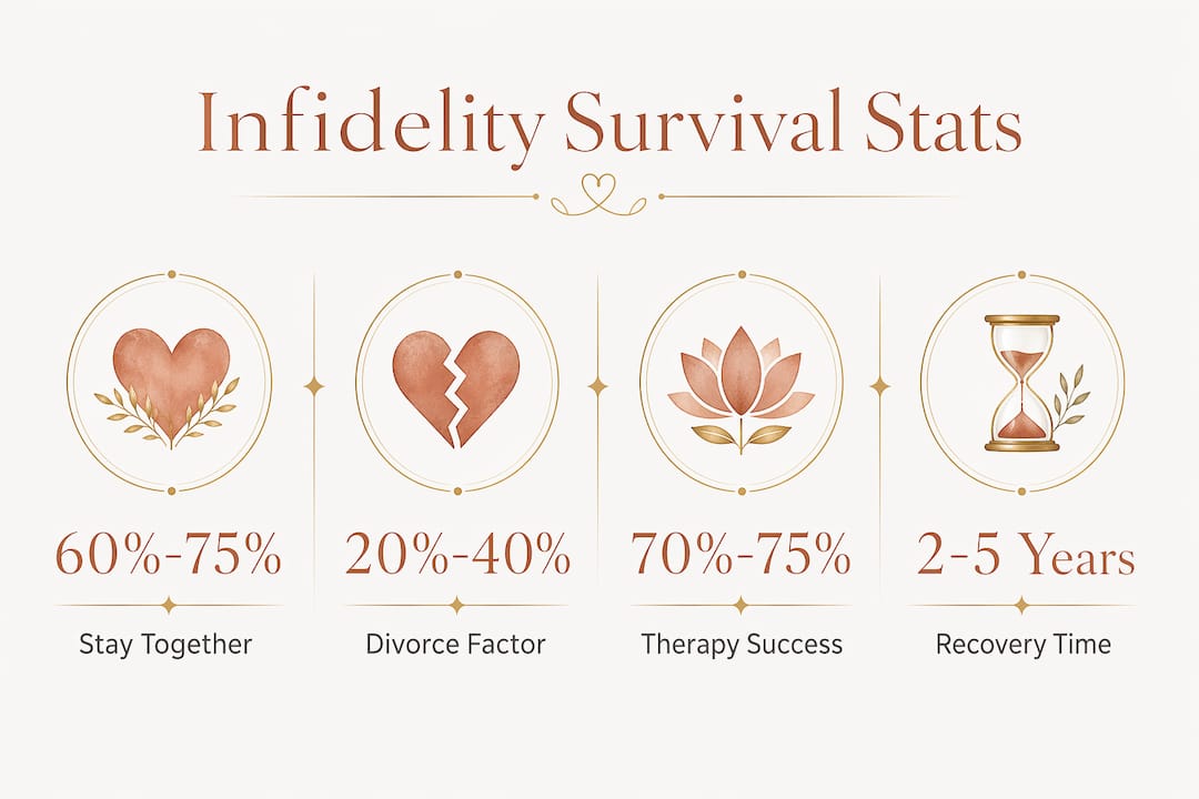 Infographic showing infidelity survival statistics