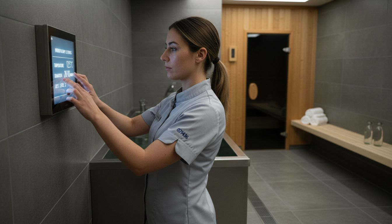 Technician preparing contrast therapy room