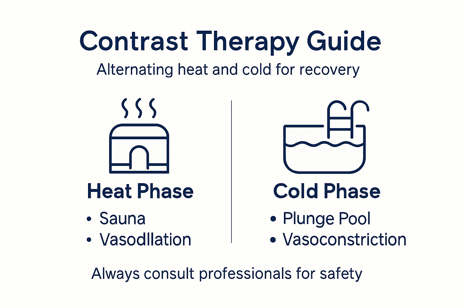 Infographic showing contrast therapy session steps