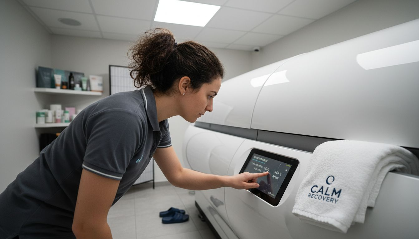 Technician adjusting advanced float therapy pod