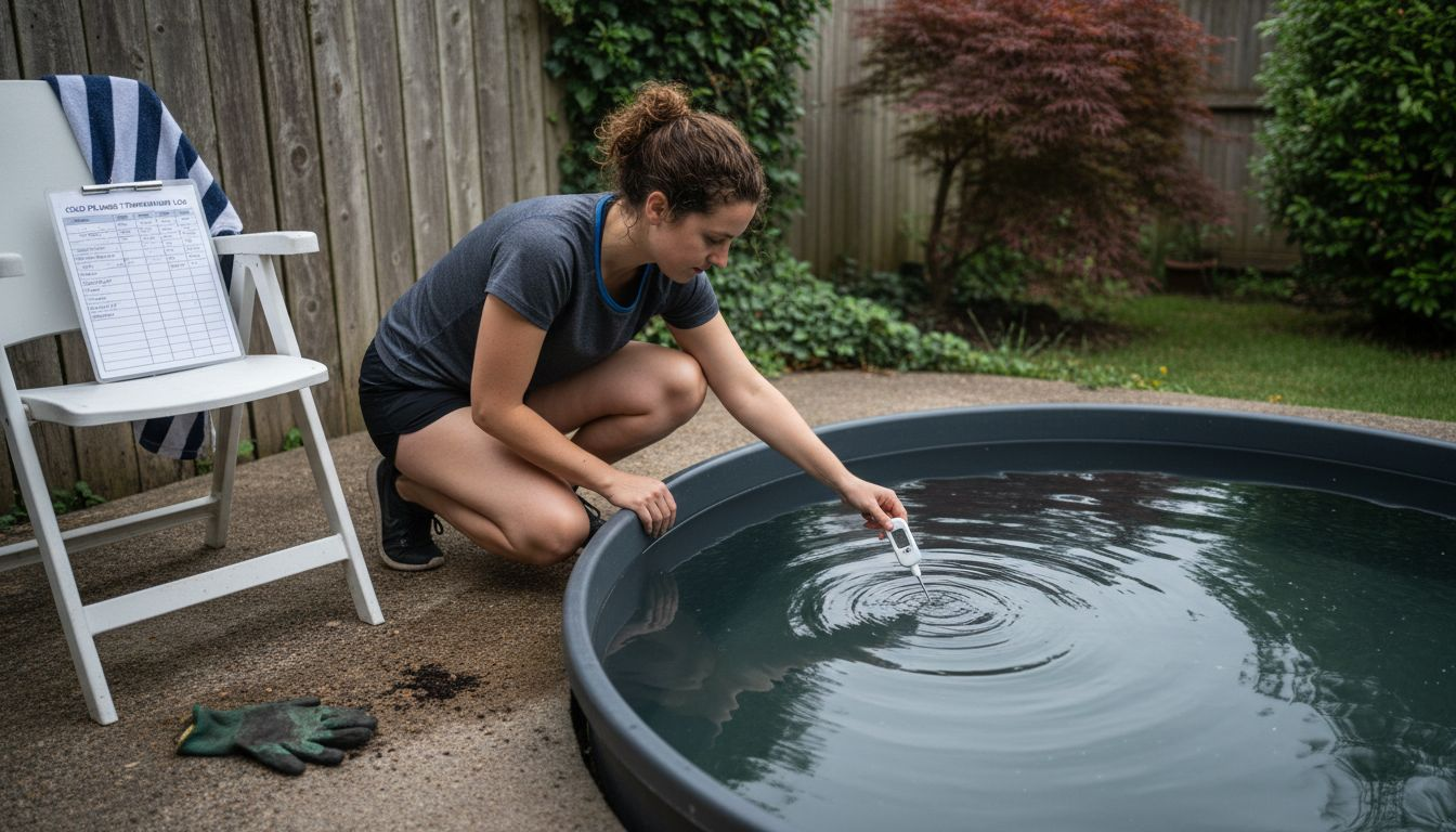 Checking cold plunge pool temperature