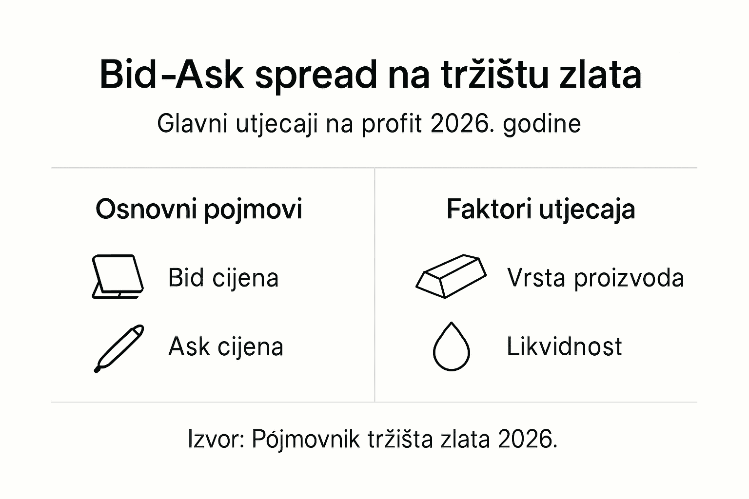 Infografika: kako razlika između kupovne i prodajne cijene utječe na trgovanje zlatom