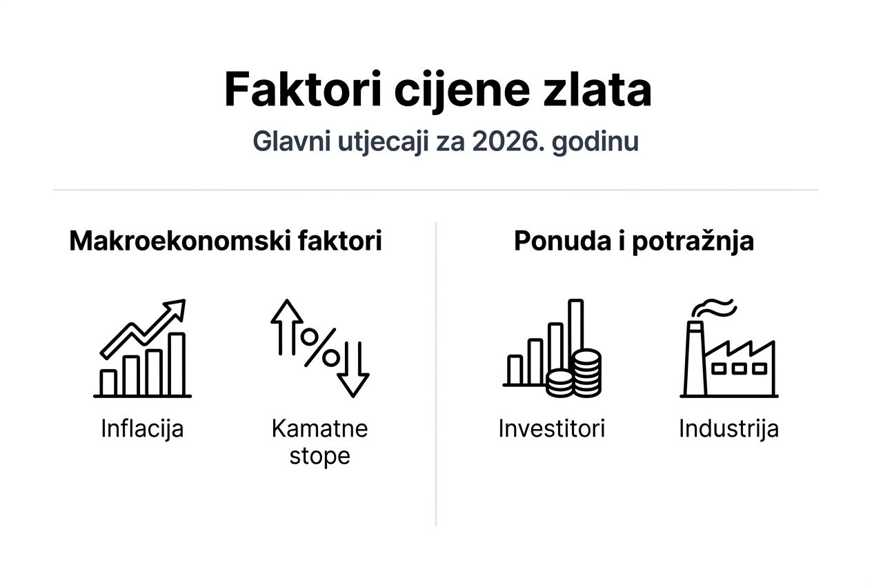 Infografika: što utječe na cijenu zlata u 2026. – ključni čimbenici na jednom mjestu