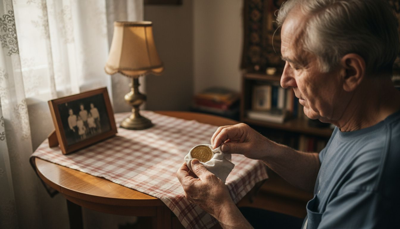 Stariji gospodin pažljivo čisti zlatnik, čuvajući obiteljsku tradiciju.