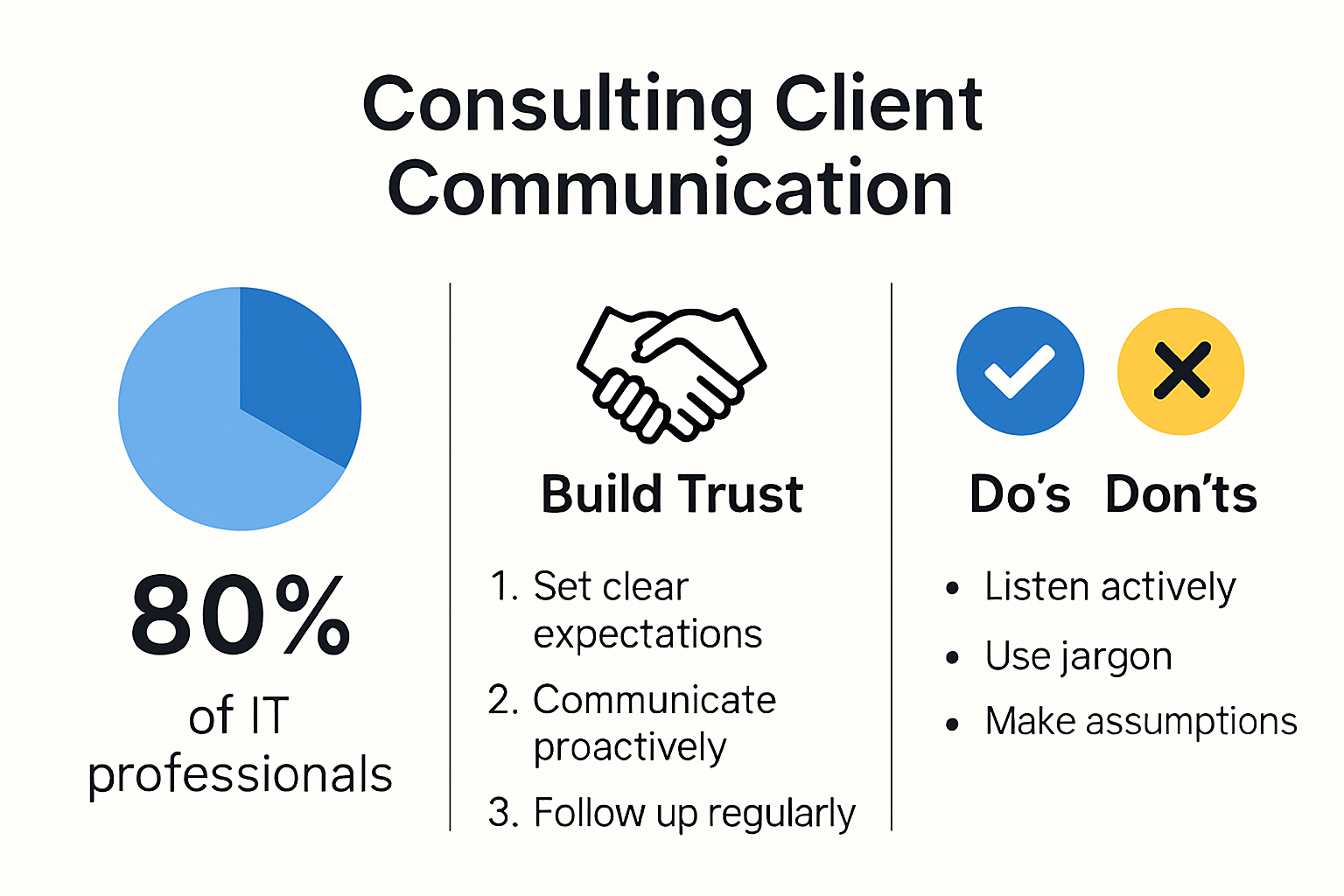 Infographic showing effective consulting client communication strategies.