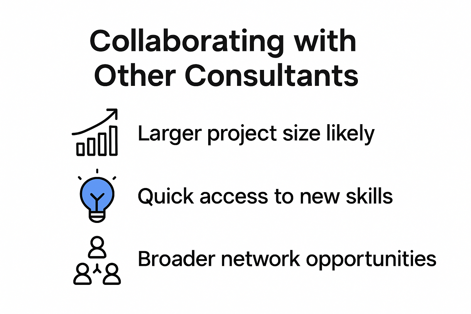 Infographic showing benefits of collaborating with consultants