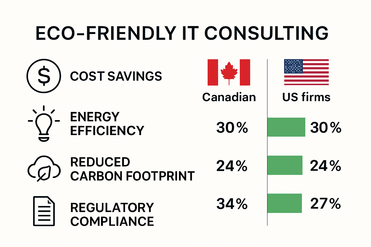 Infographic comparing eco-friendly IT consulting benefits