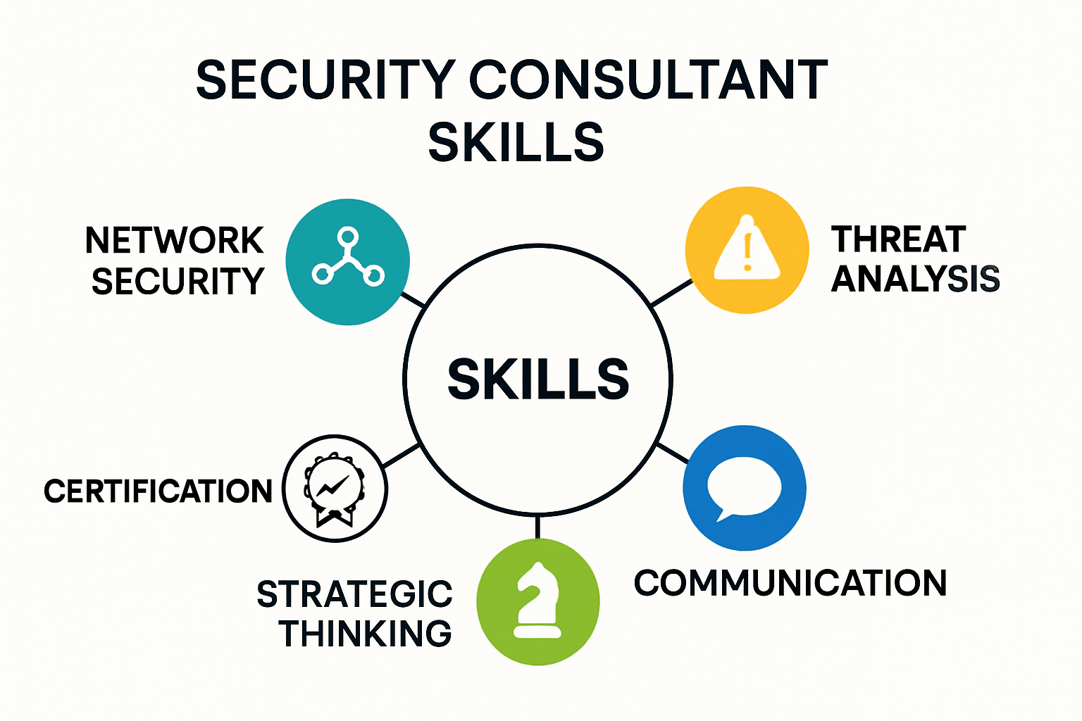 Infographic summarizing security consulting skills and certifications