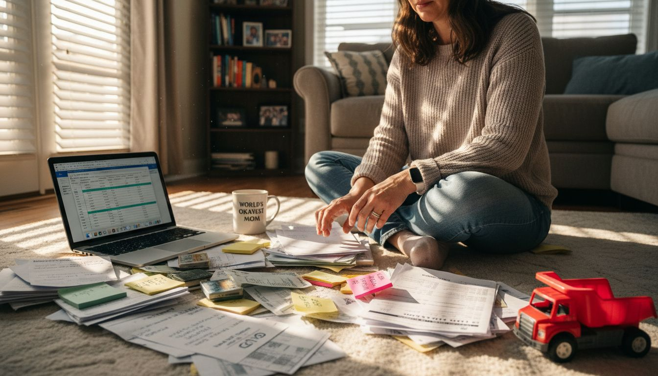 Sorting financial paperwork at home