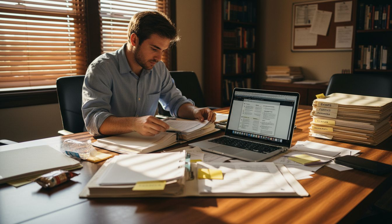 Paralegal organizing family law documents