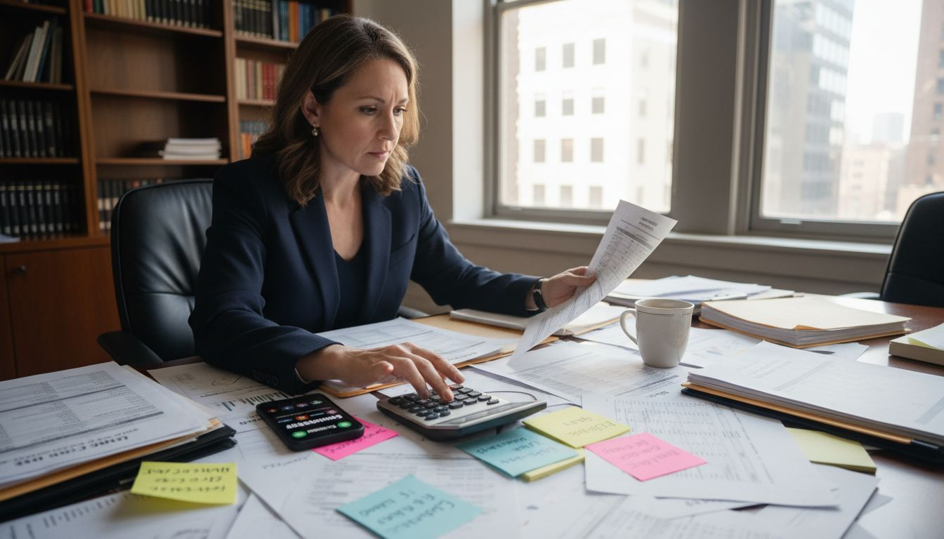 Financial expert analyzing divorce asset paperwork