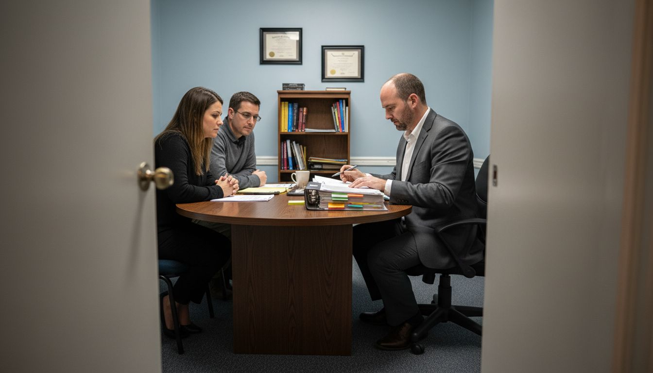 Attorney meeting couple for custody consultation