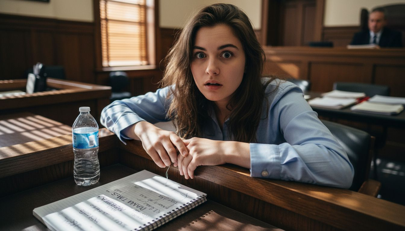 Witness providing startled testimony in court