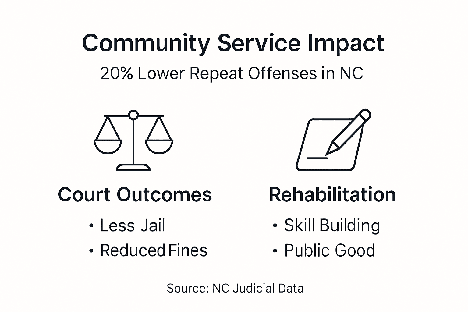 Infographic showing recidivism reduction and outcomes