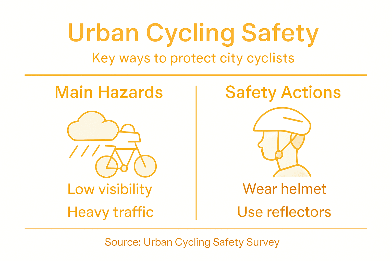 Infographic listing urban cycling hazards and safety actions