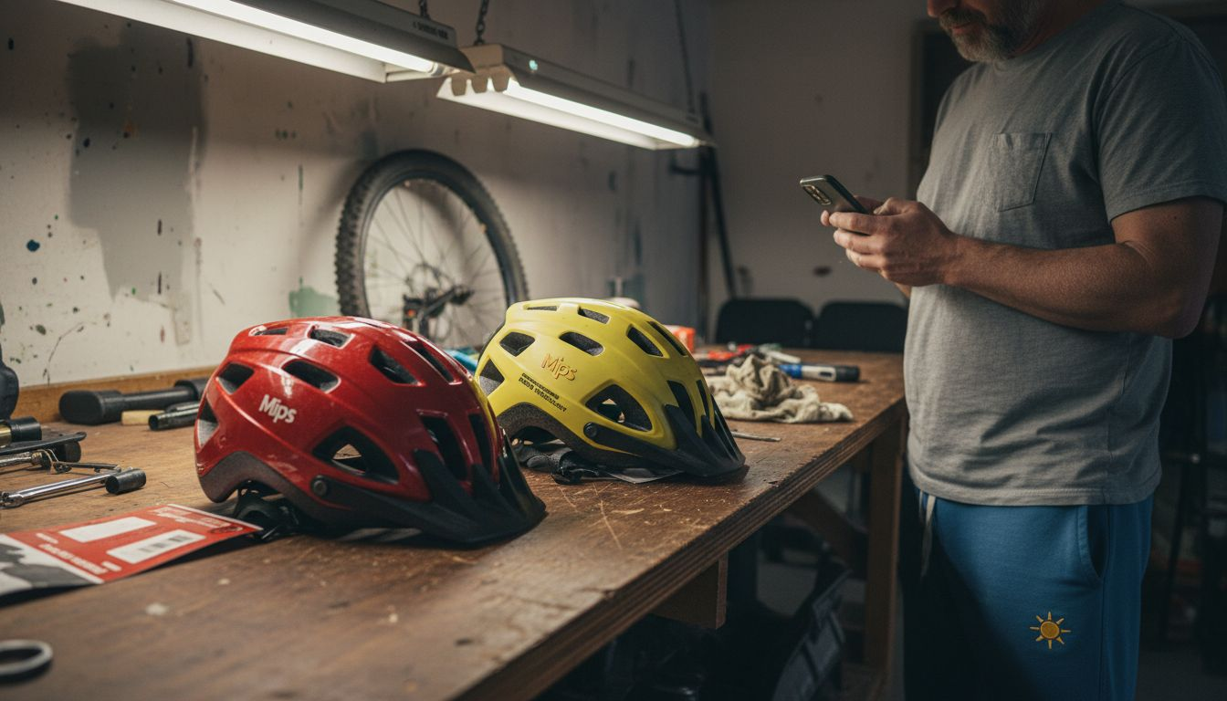 Traditional and MIPS helmets side by side