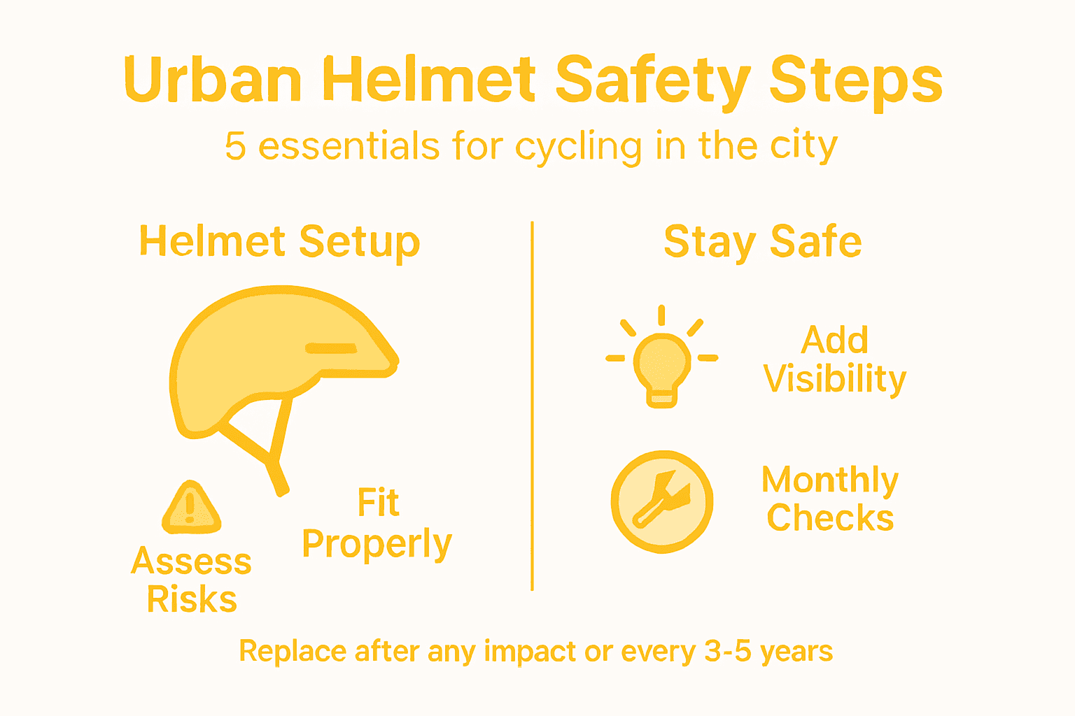 Infographic showing helmet safety steps for cyclists