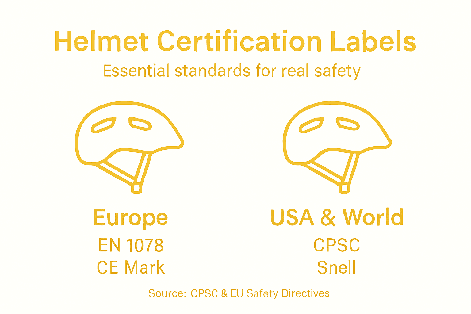 Infographic of global helmet certification labels