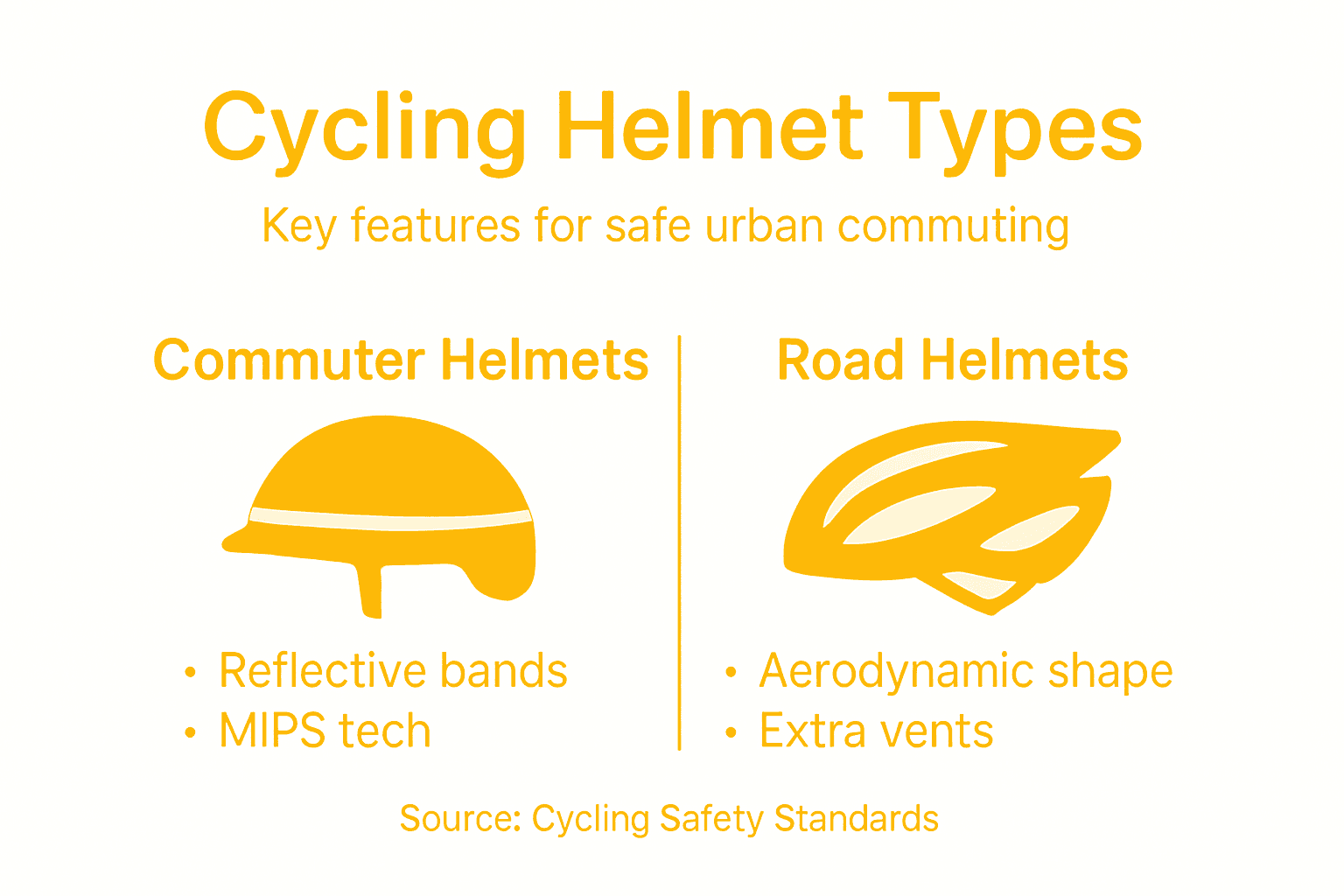 Infographic comparing commuter and road helmets