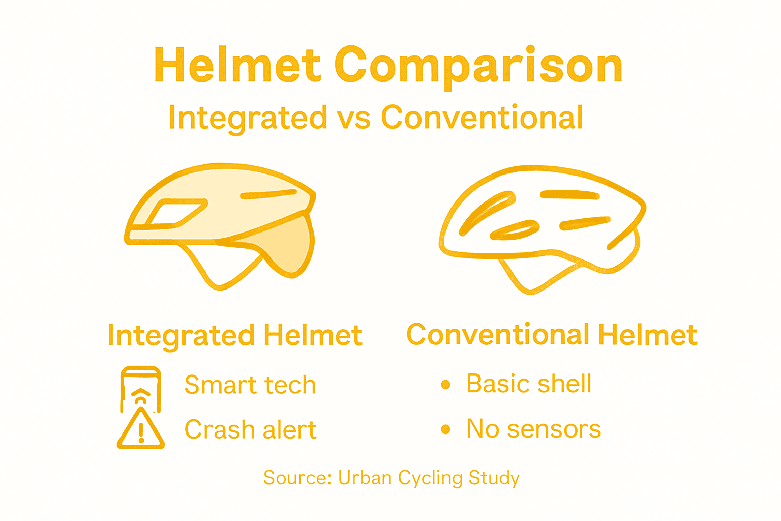 Infographic comparing integrated and conventional helmets