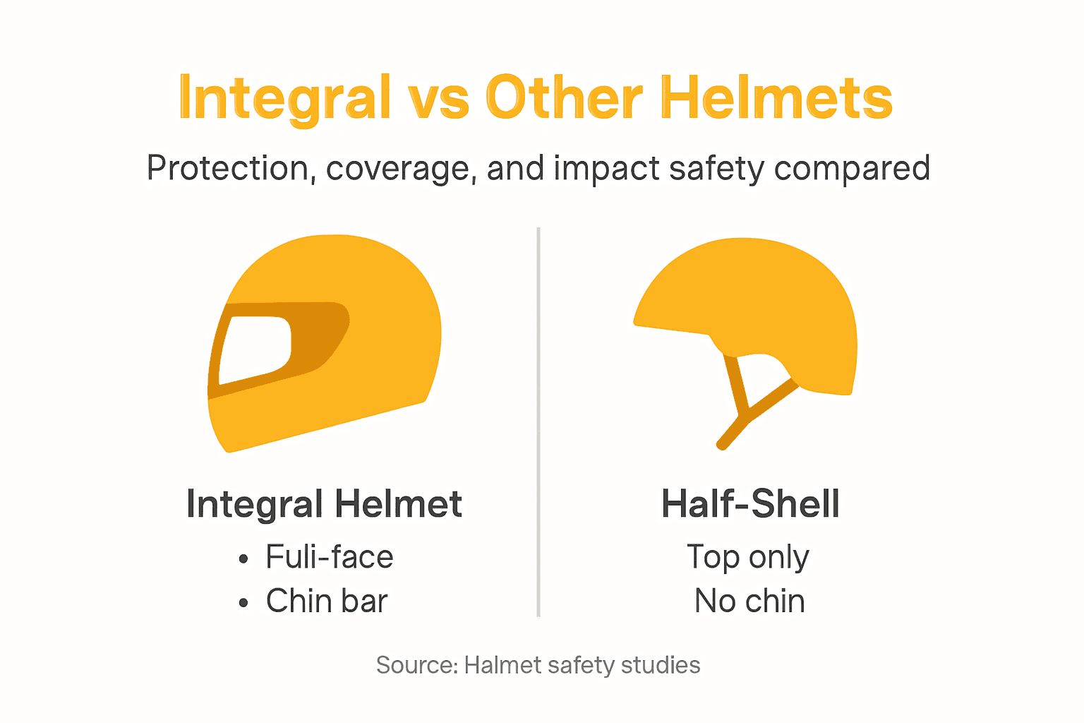 Infographic comparing integral and half-shell helmets