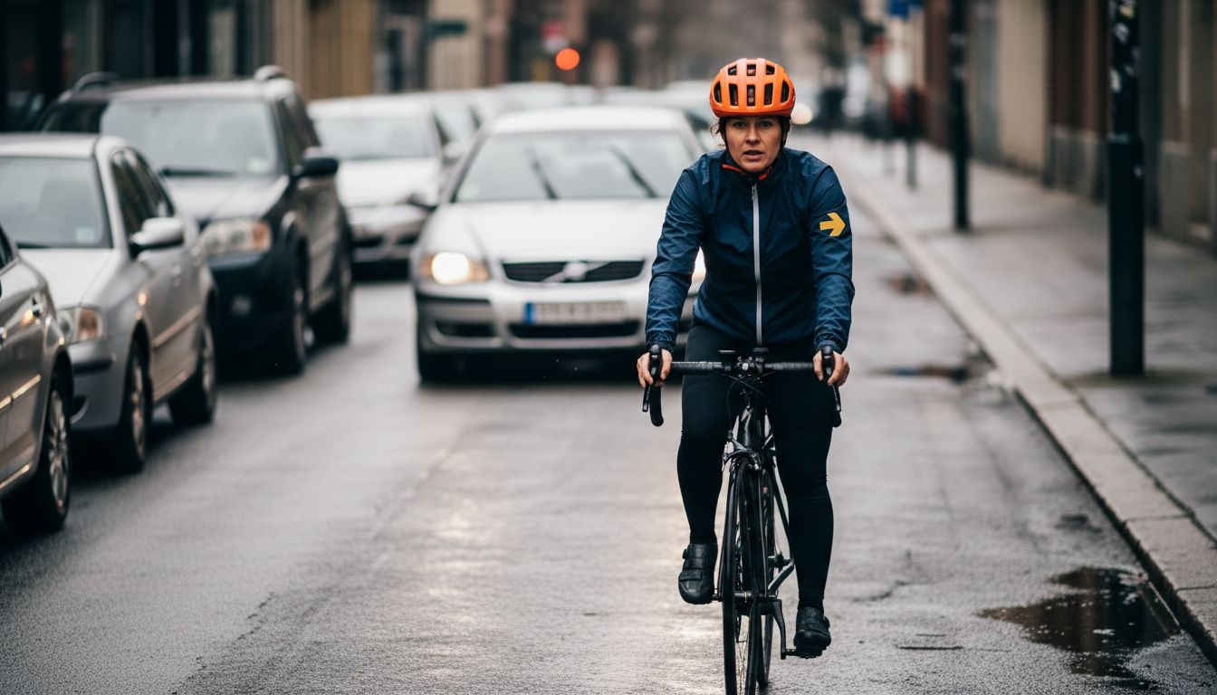 Cyclist taking lane at city signal