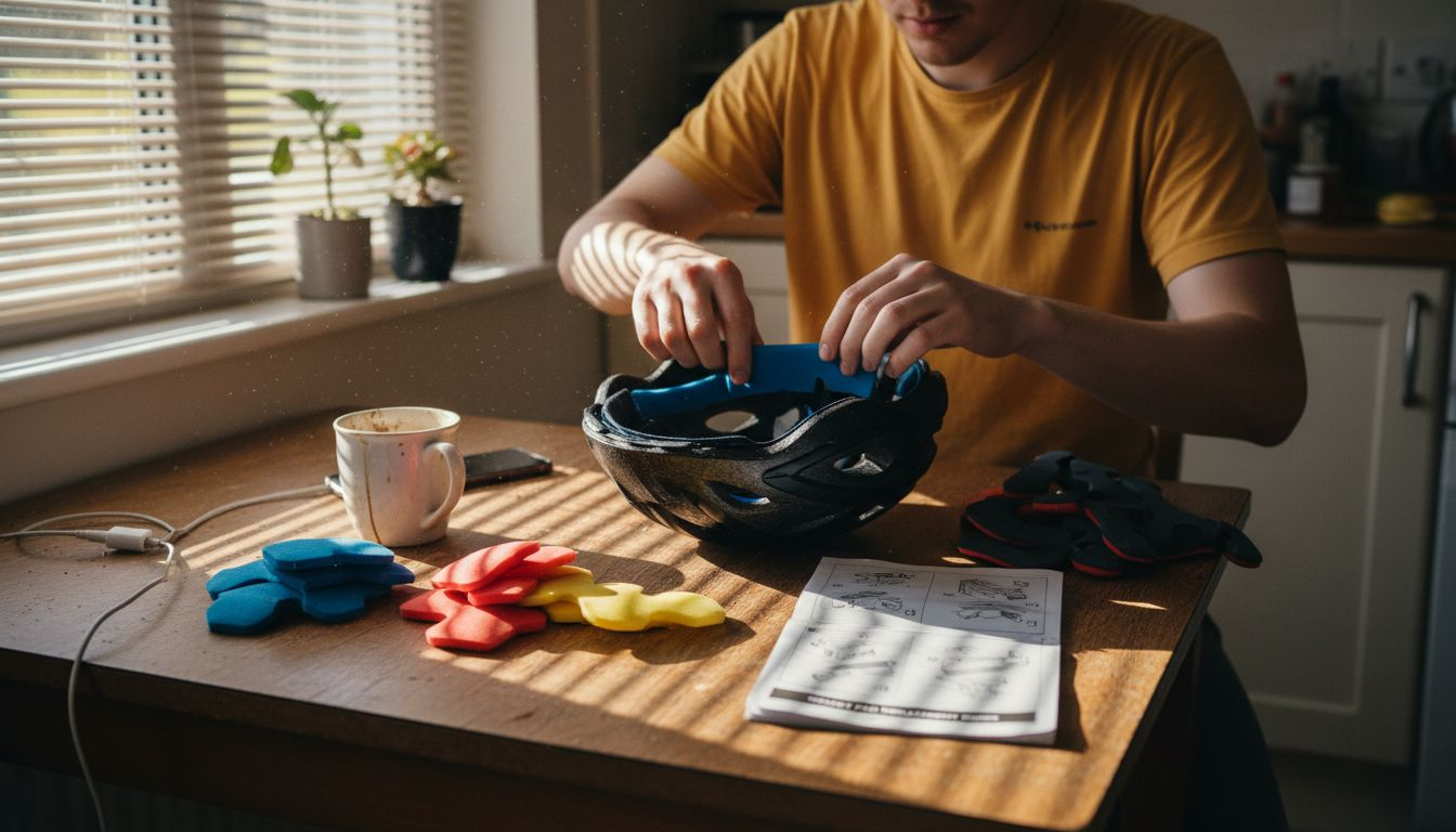 Installing foam pads for better helmet fit