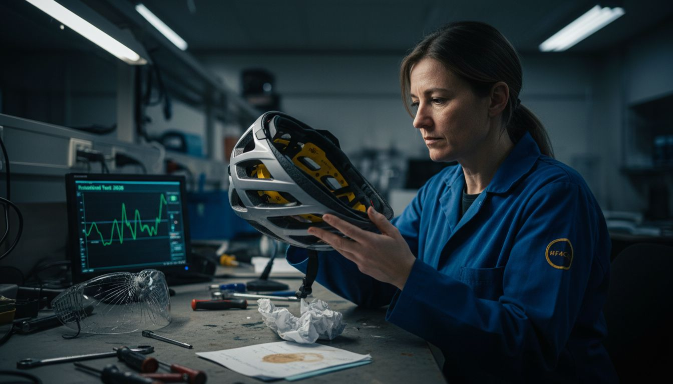 Engineer testing helmet with MIPS insert