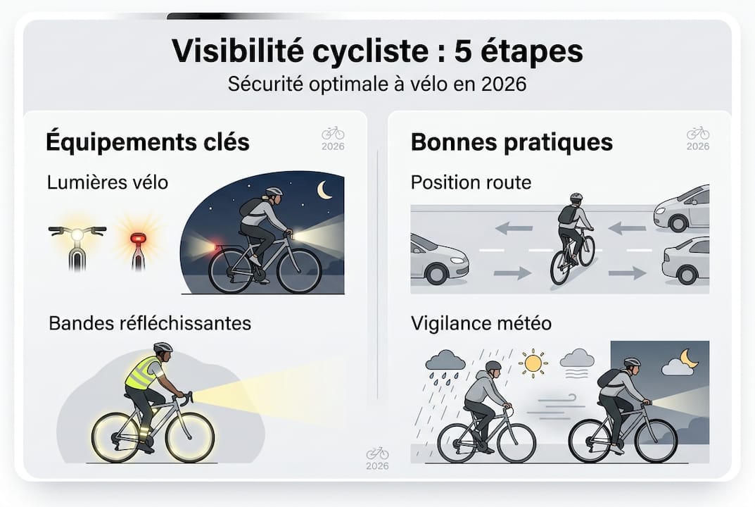 Infographie récapitulative : les étapes clés pour être bien vu à vélo