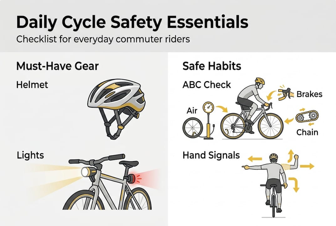 Infographic of cycle safety essentials and habits